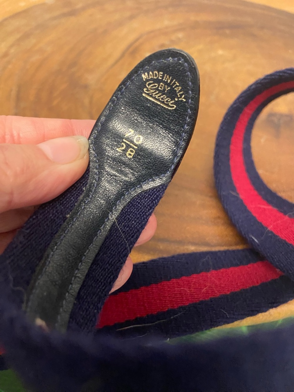 Vintage Gucci Blue Striped Belt Sz:28 - Picture 4 of 6